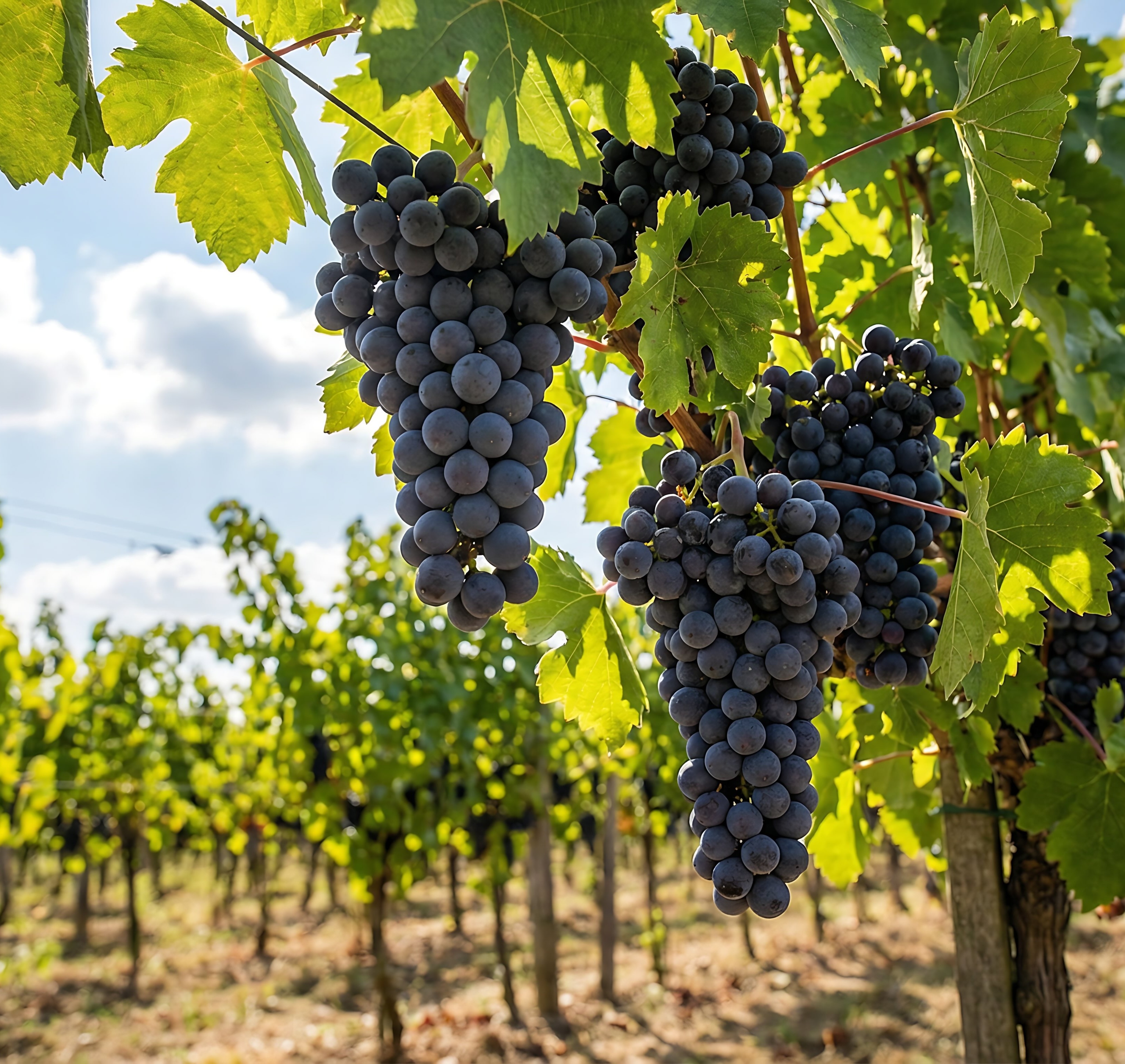 Vineyard grapes on the vine